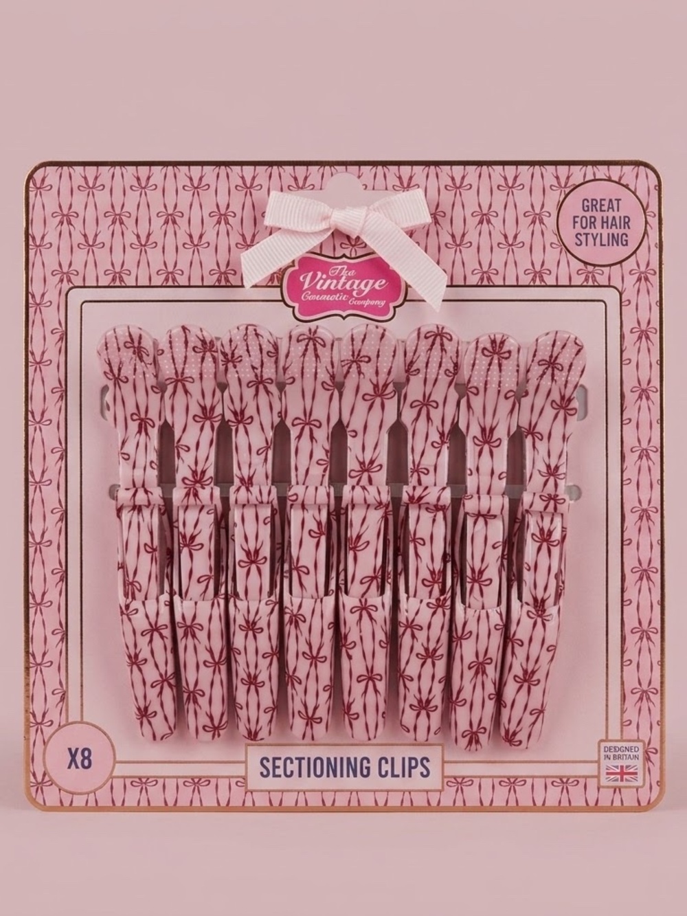 Pink Sectioning Hair Clips - Pack of 8